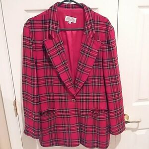 Vintage Club Classics Oversized Tartan Plaid Blazer Sz 12